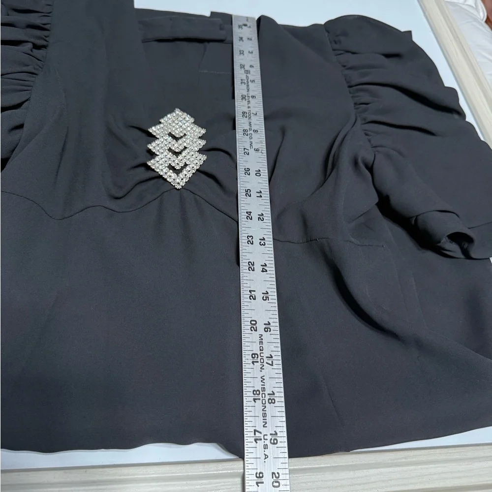 Vtg Miss Elliette Black Dress Rhinestone Embellished LBD Old Money Glam Size 10 - Picture 14 of 15